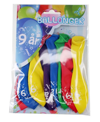 Ballongar 8pk 9år 9år farga - Tinka