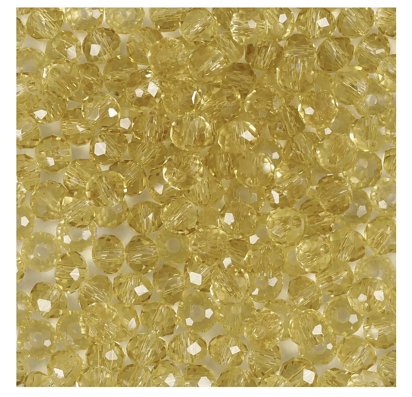 Facettperler yellow, dia 4mm, hullstr 1mm -45stk Yellow - Hobby
