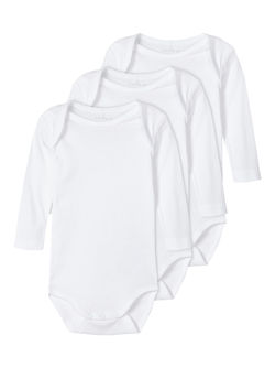 NBNBODY 3PK LS SOLID WHITE  - Name It