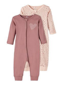 NBFNIGHTSUIT 2P ZIP ROSE TAUPE LEO  (UTEN FOT)  - Name It