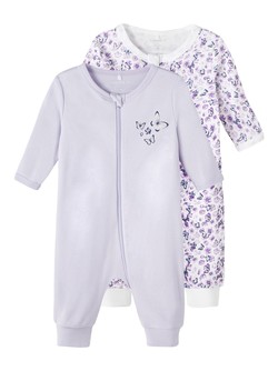 NBFNIGHTSUIT 2PK ZIP PURPLE FLOWER  - Name It