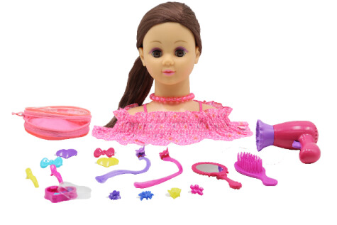 HF FRISØRDUKKE BRUNT HÅR Frisørhode - happy friend