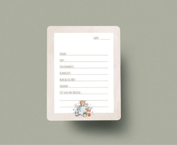 Milepælskort baby - nynorsk  Nynorsk - Design kort