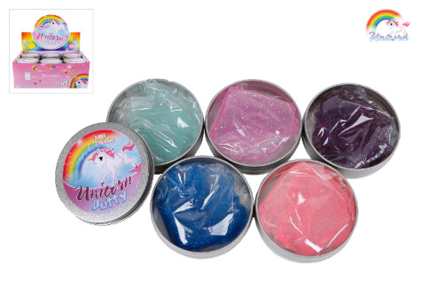 ENHJØRNING PUTTY I TINN BOKS Overraskelse hvilken farge - Fidget Toys