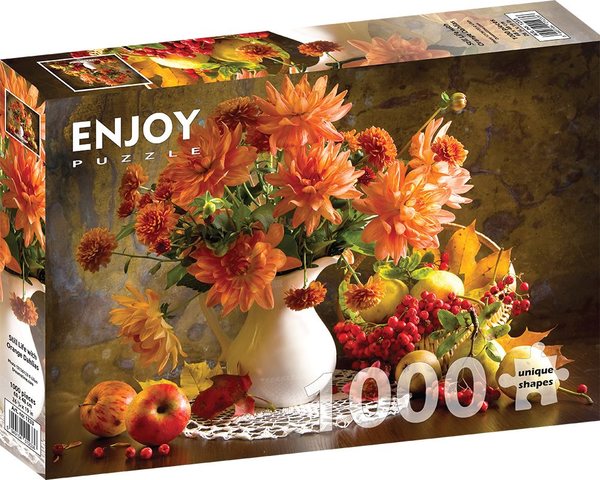 Enjoy puslespill 1000 Still Life with Orange Dahlias 1000 biter - Enjoy puzzle