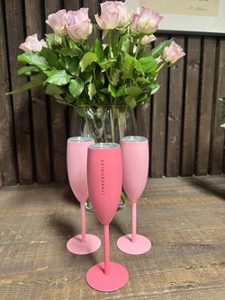 Champagneglass Lykkebobler, Mørk Rosa  - Pictureit.no 