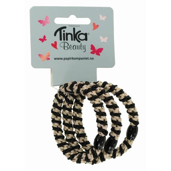 HÅRSTRIKK SORT/GULL 3 STK TINKA BEAUTY Hårstrikker - Tinka