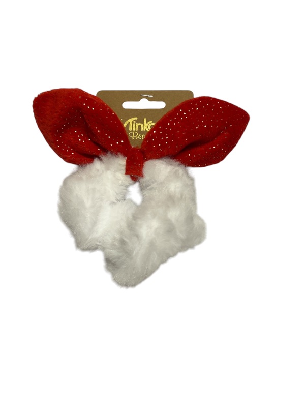 HÅSTRIKK PLYSJ M/RØD SLØYFE TINKA BEAUTY JUL Rød - Tinka