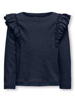 KMGALICE LIFE L/S O-NECK FRILL TOP JRS  - Kids Only 