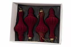 Velour Julekule 19cm 4pk  - Alot