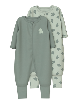 NBMNIGHTSUIT 2P ZIP FF SEA ELEPHANT   - Name It