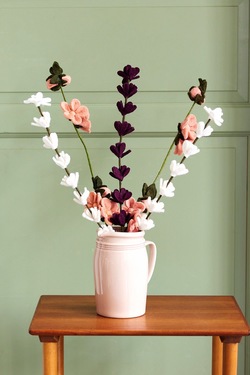 Ullfilt Stilk m/mange blomster, Plomme  - UND Norway