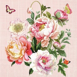 Napkin Peony Bouquet, 33x33cm 20stk  - Ambiente