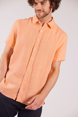 Sebago linskjorte med kort erm Peach - Sebago