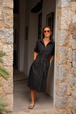 Blue Dixi Cotton/Linen Dress  - Blue Sportswear