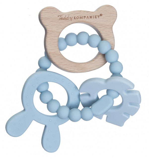 Teddykompaniet. Bitering i silikon og tre.  Blå - Teddykompaniet