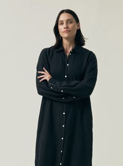 Long Linen Shirt Dress  - Lexington