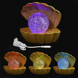 LAMP SHELL W GLITTER BALL 15cm fargerik - Salg