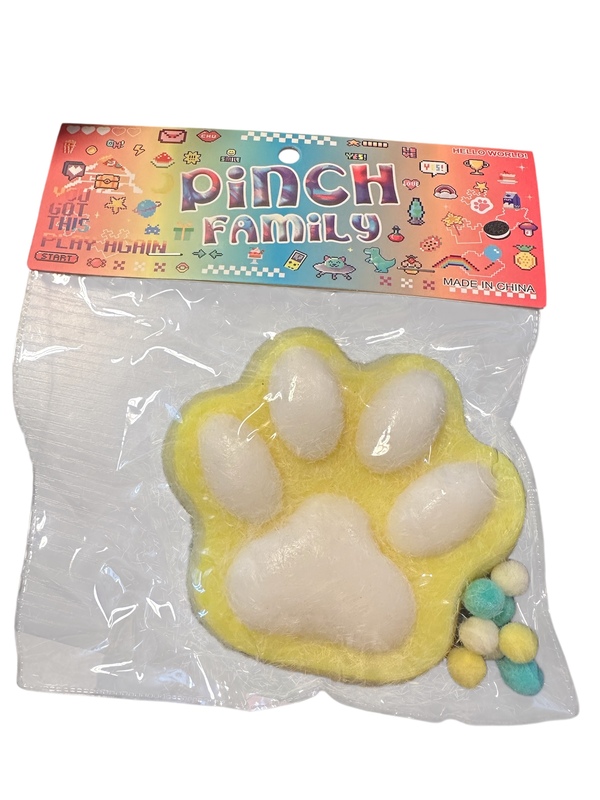 PINCH FAMILY STOR KATTEPOTER Gul med pom - Fidget Toys