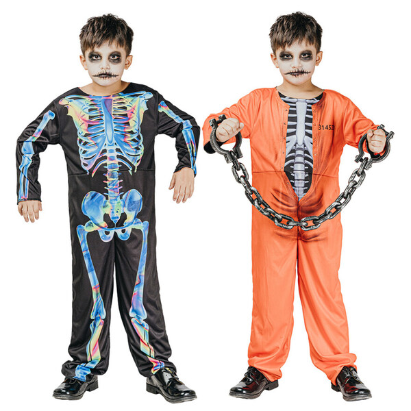 Kostyme Vendbar Fange/Skjelett 130-140 cm 130-140 cm - Halloween
