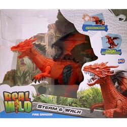 REAL WILD, IR Dragon with Steam & Moving Wings, Red Rød drage - Salg