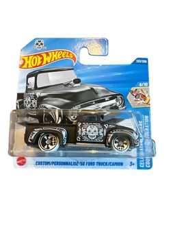 Hot Wheels 1:64 - Custom ‘56 Ford Truck - 8/10 Celebration Racers 56 ford truck sort med hvite detaljer - Hot Wheels