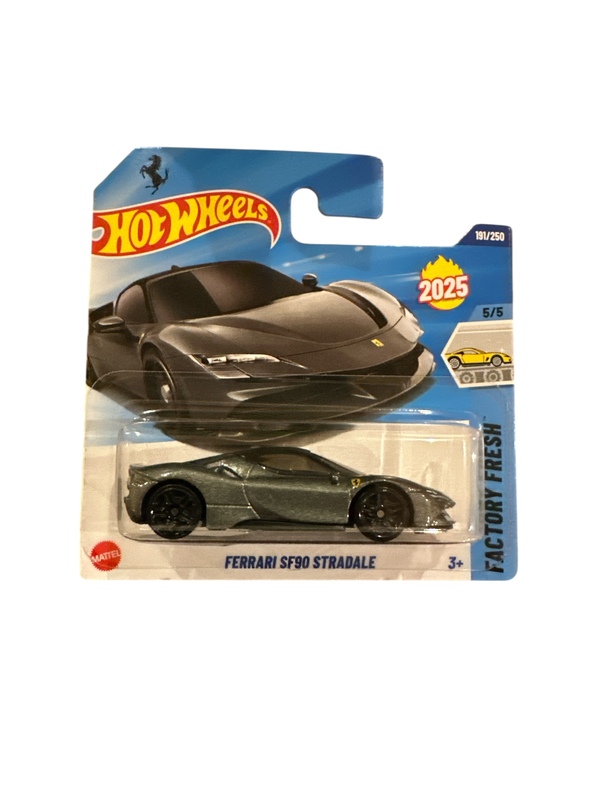 Hot Wheels 1:64 - Ferrari SF90 Stradale - 5/5 Factory Fresh Grå ferrari - Hot Wheels