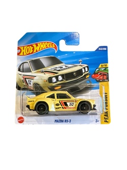 Hot Wheels 1:64 - Mazda RX-3 - 8/10 Peak Pursuit Lys gul bil med nr 57 - Hot Wheels