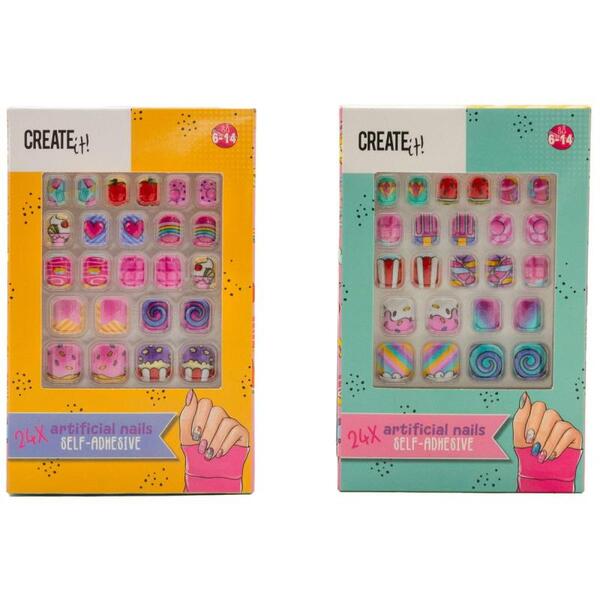 PAKKE (12PK) SELVKLEBENDE NEGLER SETT CANDY EXPLOSION CREATE IT!** SELVKLEBENDE NEGLER - Create it!