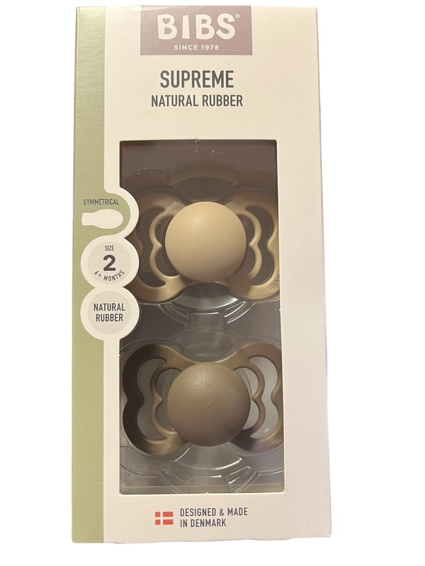 BIBS SUPREME 2 PACK SIZE 2 (6MND+) NATURAL RUBBER Vanilla/Dark Oak - Bibs