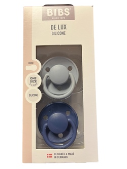 BIBS DE LUX 2 PACK ONE SIZE (0-3 YEAR) SILICONE   Cloud/Steel - Bibs