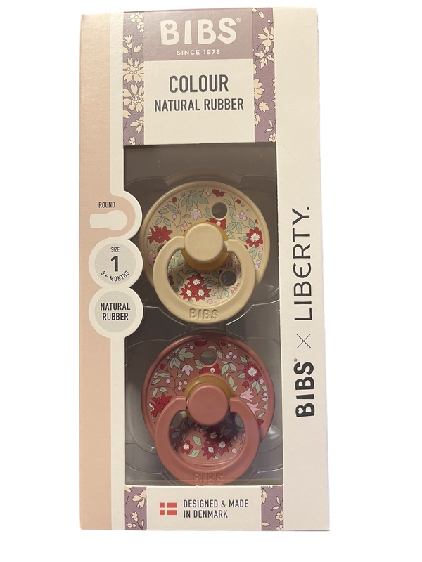BIBS LIBERTY COLOUR 2 PACK SIZE 1 (0 mnd+) NATURAL RUBBER Chamomile Lawn - Woodchuck Mix - Bibs
