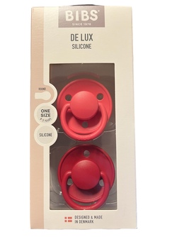 BIBS DE LUX 2 PACK ONE SIZE (0-3 YEARS) SILCONE CORAL/RUBY - Bibs