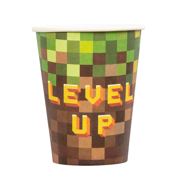 Pappkopp Pixel Level Up 8-pk Minecraft - Bursdag/Fest