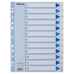 Register ESSELTE A4 plast 1-12 blå/hvit Register - Kontorutstyr