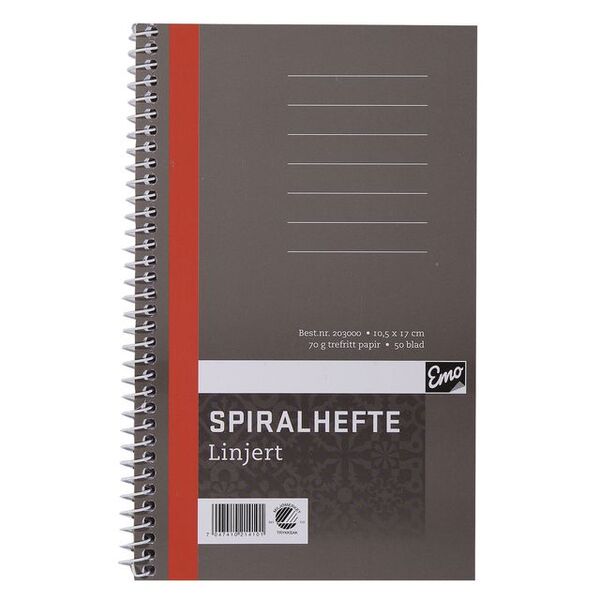 Spiralhefte EMO 10,5x17cm 70g 50bl lin Spiralhefte - Kontorutstyr