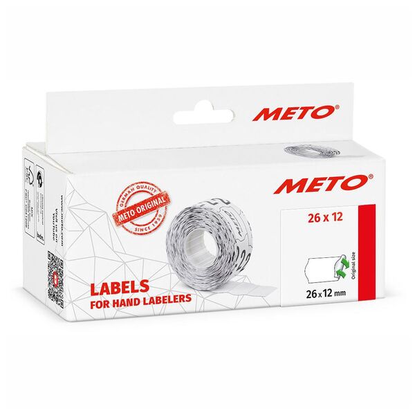 Prisetikett METO 26x12 hvit avtakbar (6) Hvit - Kontorutstyr