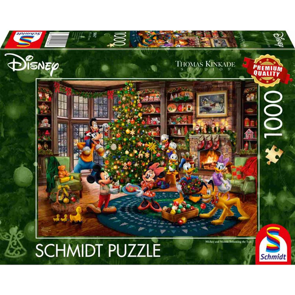 Puzzle - Disney, Mickey & Minnie Trimming The Tree (1000 biter) Mickey & Minnie - Schmidt