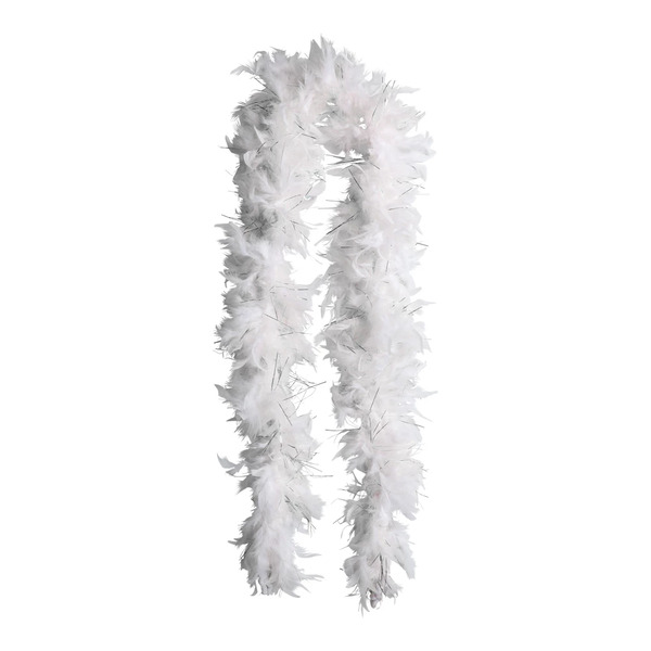 FEATHER BOA WHITE/SILVER 80G Boa hvit og sølv - Halloween