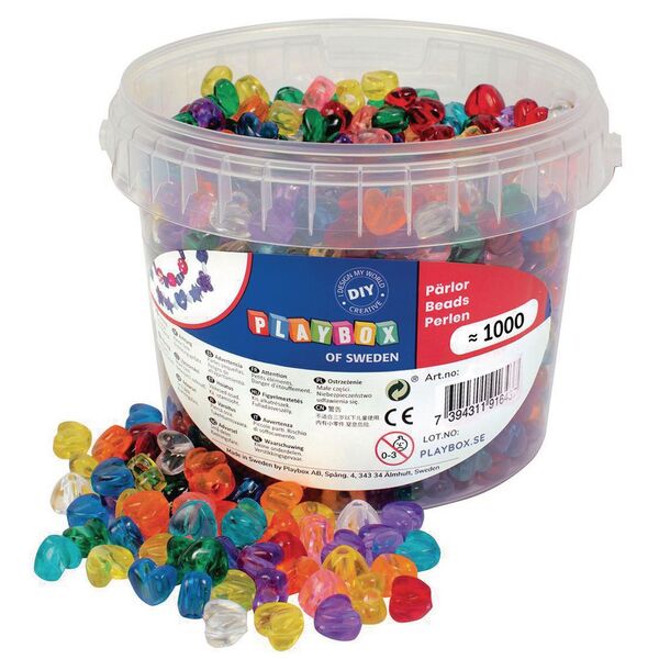 Hjerteperler PLAYBOX 453 g (1000) Hjerteperler - Kontorutstyr
