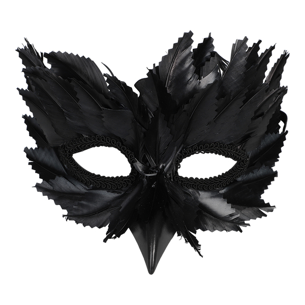 HALF MASK VENETIAN FEATHERS BLACk Sort  - Halloween