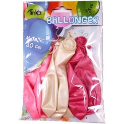 Ballongar 8pk rosa/hvit metallic rosa/hvit metallic - Tinka