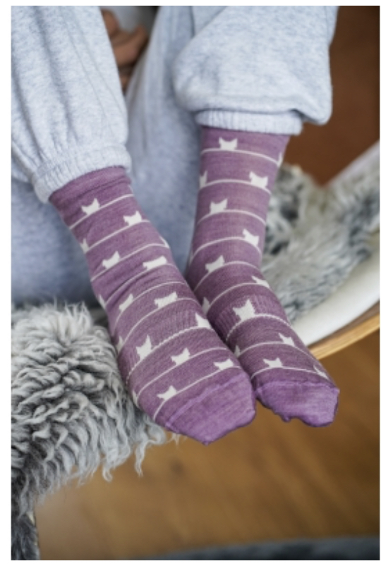 Kattnakken Ullsokk 3pk med mønster Barn fiol - Salg