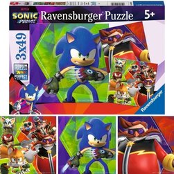 Ravensburger Sonic Prime puslespill 3 x 49 brikker Sonic - Ravensburger