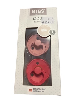 Bibs Smokk  Colour  2Pk Dusty Pink/Coral Natural Rubber Round Size 1 Dusty Pink/Coral - Bibs