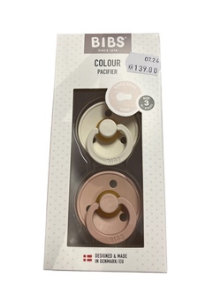 Bibs Smokk Colour 2Pk Ivory/Blush  Natural Rubber Round Size 3 Ivory/Blush - Bibs