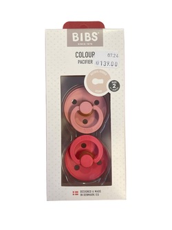 Bibs Smokk Colour 2Pk Dusty Pink/Coral Natural Rubber Round Size 2 Dusty Pink/Coral - Bibs