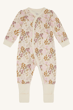 Hust&Claire pysjamas med blomsterprint, bambus ull 3775 Orchid - Hust & Claire