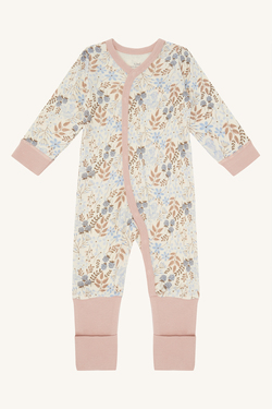 Hust&Claire pysjamas med blomsterprint, bambus ull 4112 cloud blue - Hust & Claire