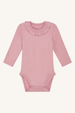 Hust & Claire body med rysjekrage, bambus ull 3775 Orchid - Hust & Claire